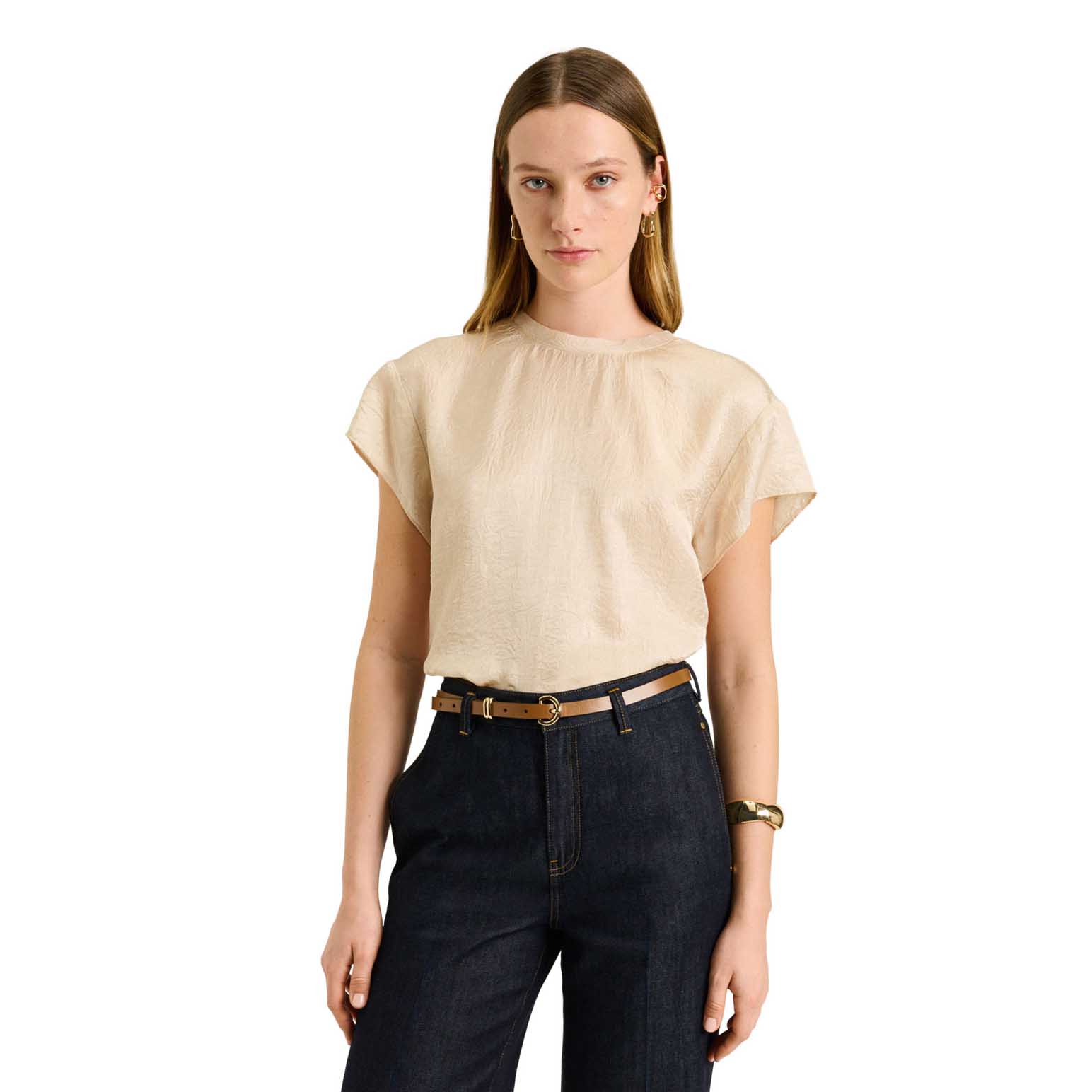 Veronika Maine Crushed Acetate Raw Edge Tee